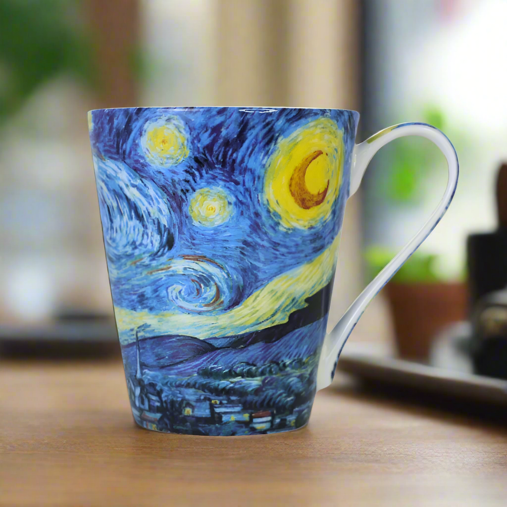 Cana din Portelan Van Gogh, in Cutie Verde, cu imprimeu Starry NIght