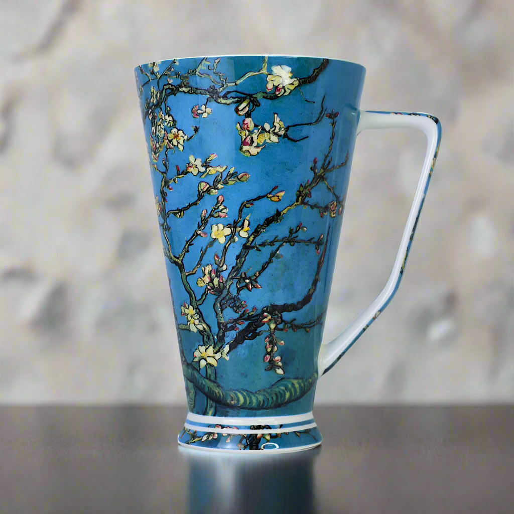 Cana cilindrica din Portelan Van Gogh, in Cutie Verde, cu imprimeu Almond Blossom