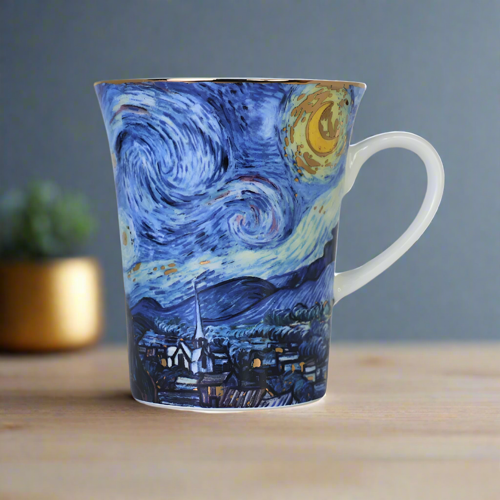 Cana din Portelan Van Gogh, in Cutie Portocalie, cu imprimeu Starry Night