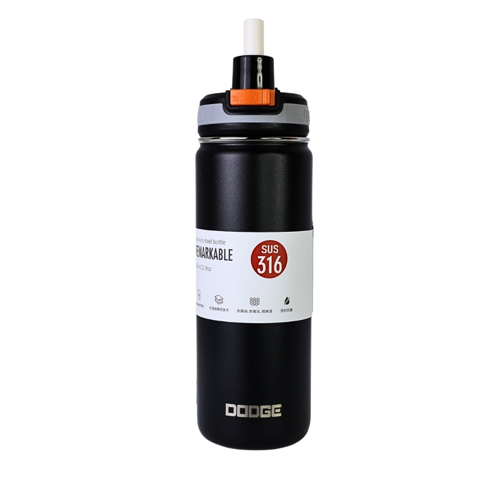 Sticla de Apa, 650 ml, Mesaj FIT, Negru