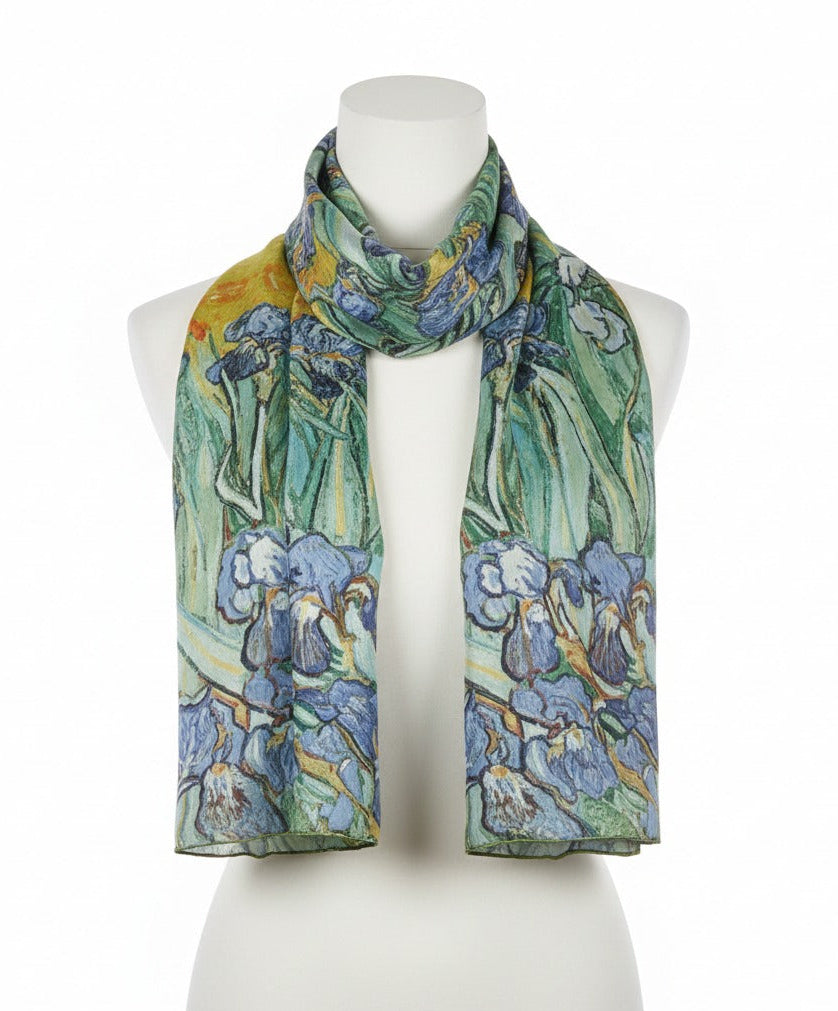 Esarfa Van Gogh „Irises” 180x70 cm, Silk Touch, Design Artistic Elegant