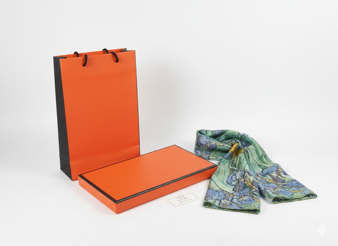 Esarfa Van Gogh „Irises” 180x70 cm, Silk Touch, Design Artistic Elegant