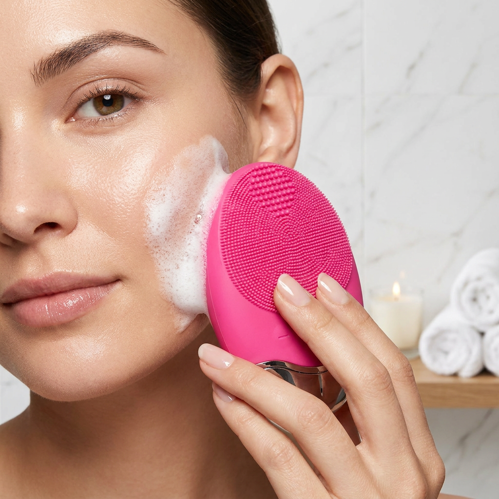 Aparat de curatare faciala cu vibratii sonice - rezultat ten curat