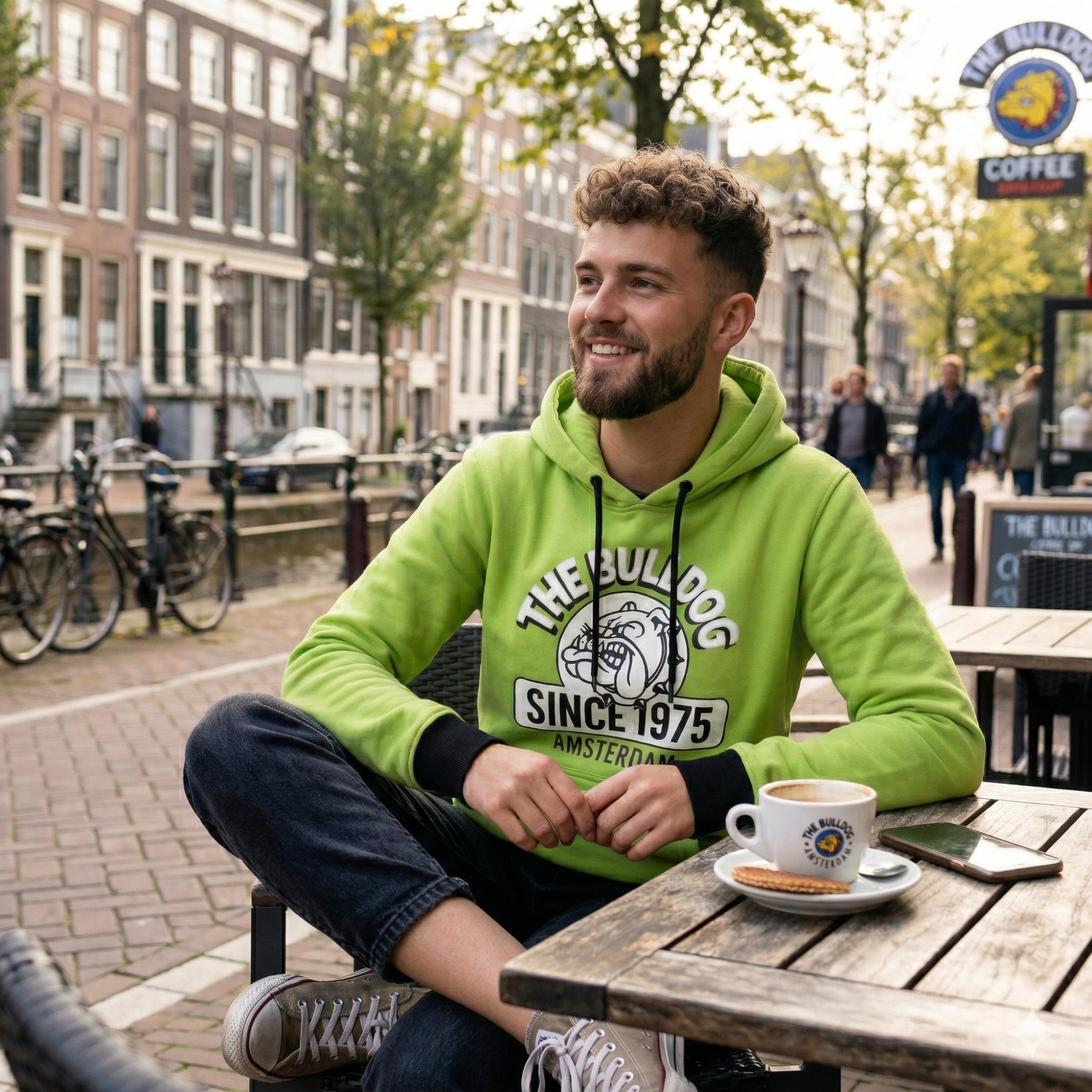 Hanorac The Bulldog Amsterdam, Marimea S - Verde Acido Since 1975