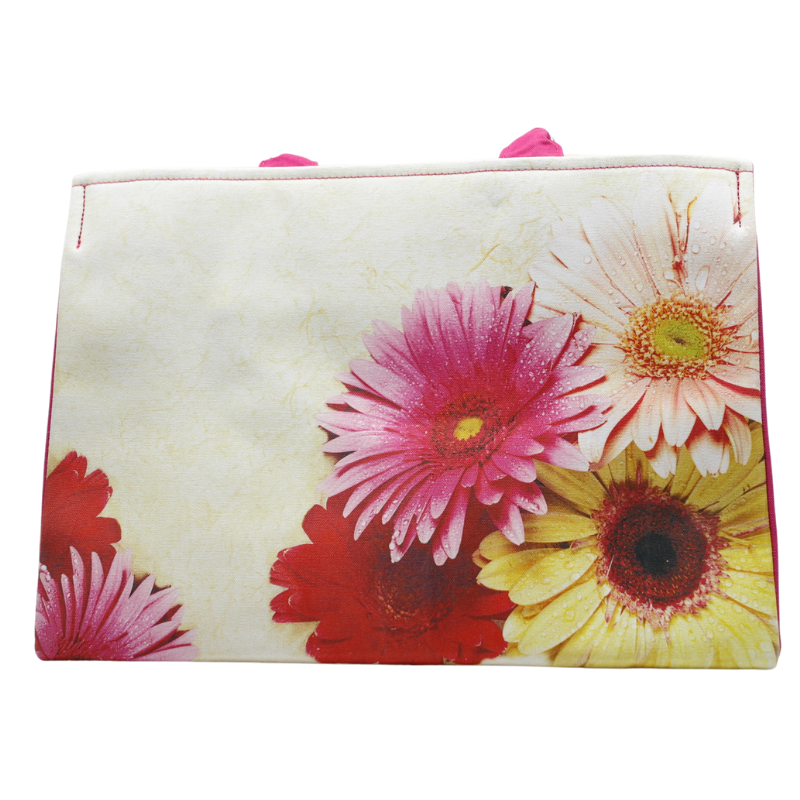 Geanta Dama Shopper de Mana din Material Textil, Model Pink Flower