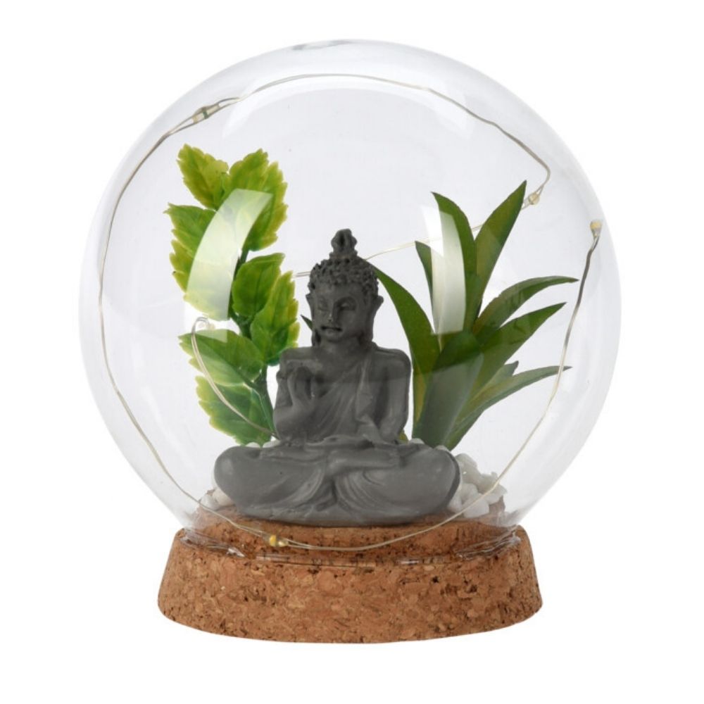 Decoratiune Glob Sticla cu LED Buddha