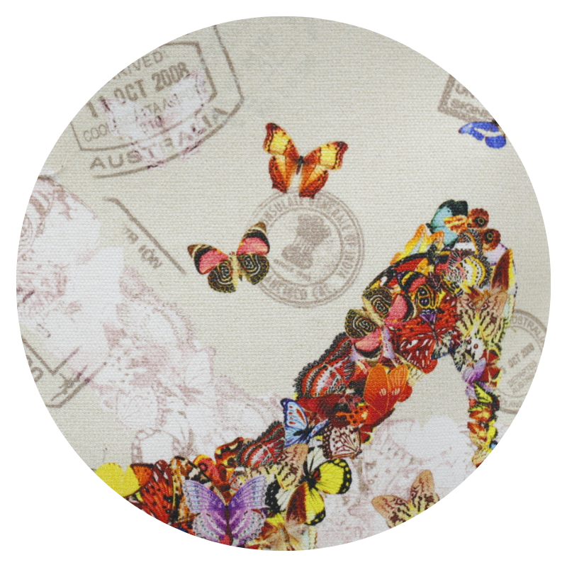 Geanta Dama de Mana/Umar/Rucsac din Piele Ecologica cu Material Textil, Print Butterfly