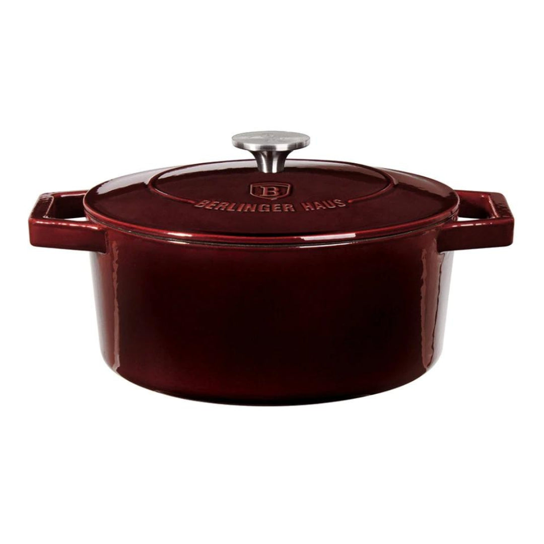 Cratita cu capac 24 cm din fonta emailata Burgundy Metallic Line Berlinger Haus