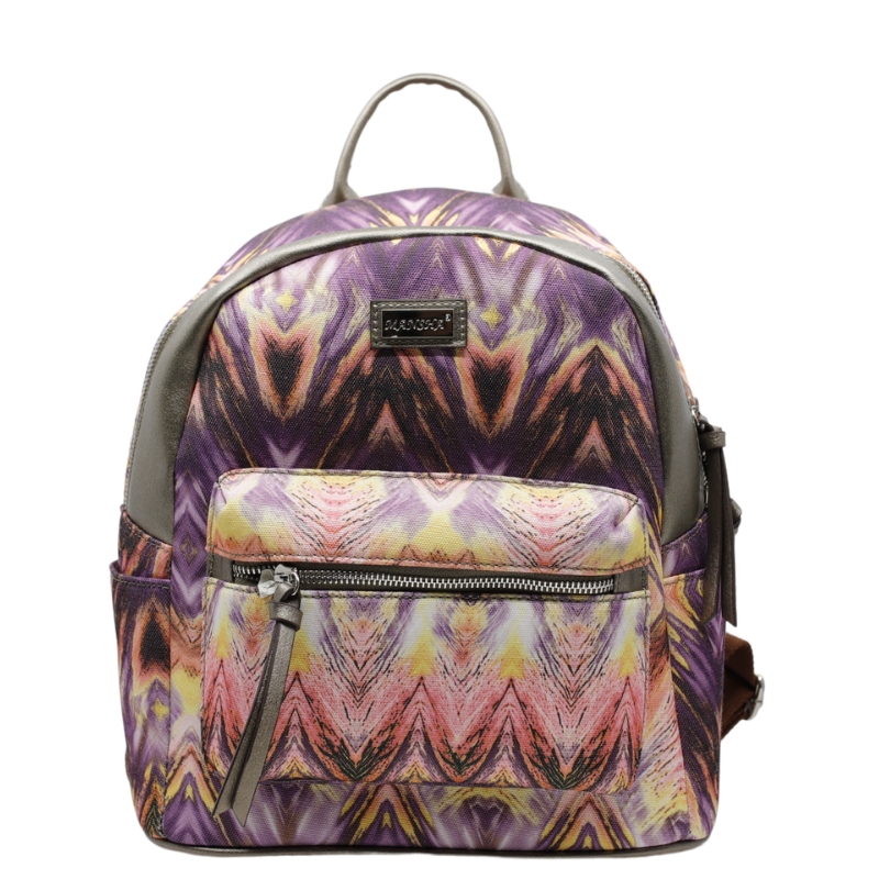 Rucsac Dama din Material Textil si Piele Ecologica, Print Abstract Purple