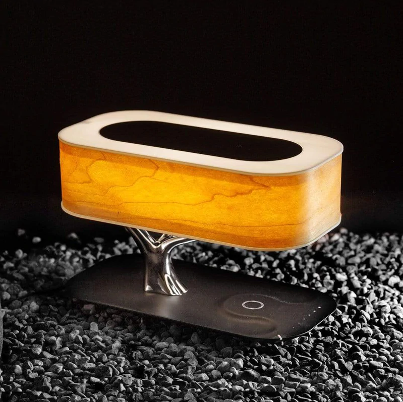 Lampa LED cu Difuzor Bluetooth Incorporat, Incarcare Wireless Smartphone si Panou Touch