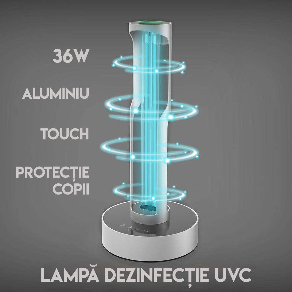 Lampa UVC Dezinfectanta, fara Ozon, panou de control Touch cu led si protectie copii, 36W - 40MP - Safecare