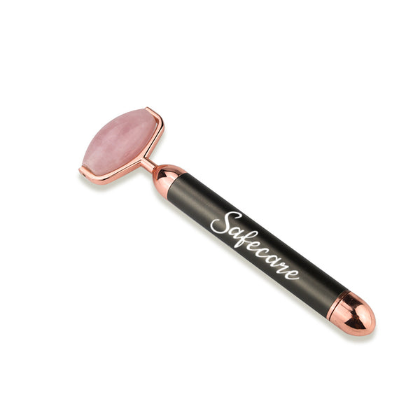 Pachet Dispozitiv Infrumusetare Electric cu Vibratii pentru Masaj Facial si accesorii din Cuart Roz